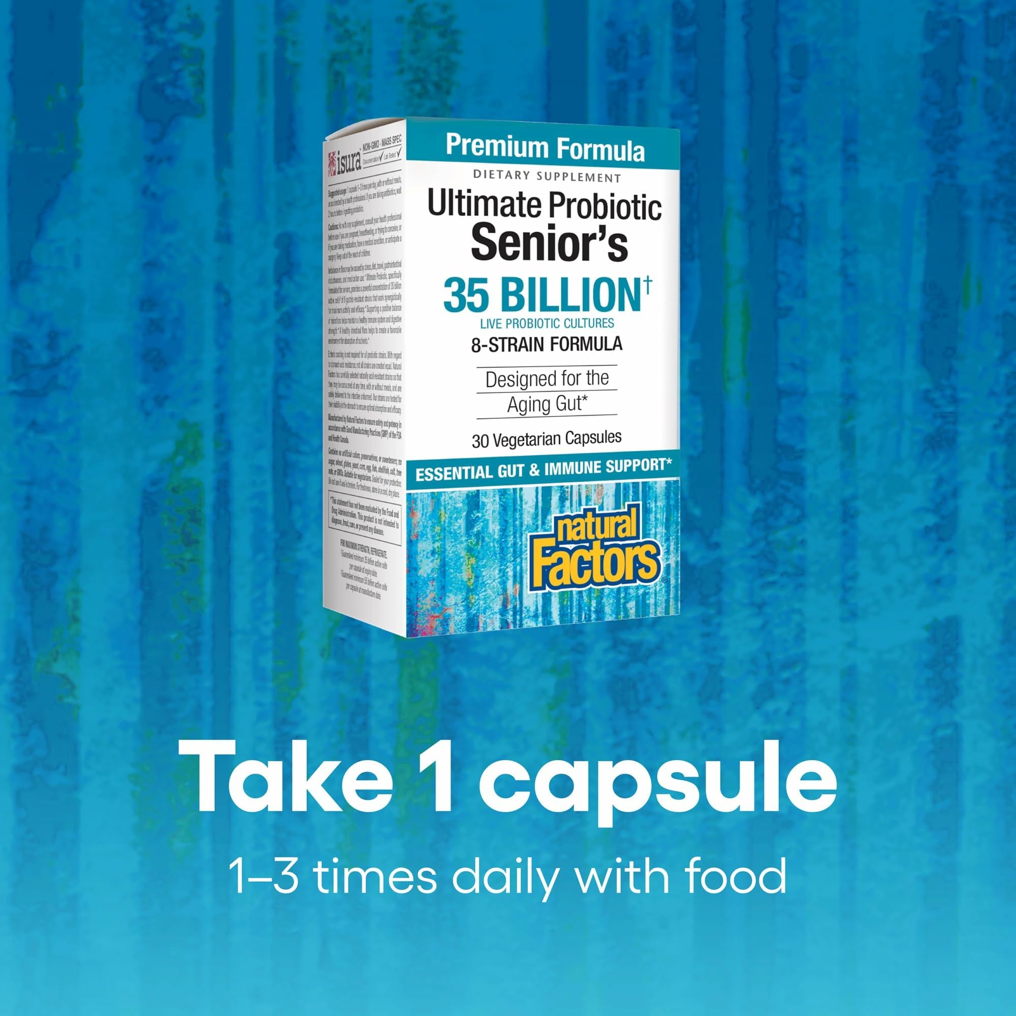 Natural Factors Ultimate Probiotic Senior's on-shelf display suggesting accessible senior health options