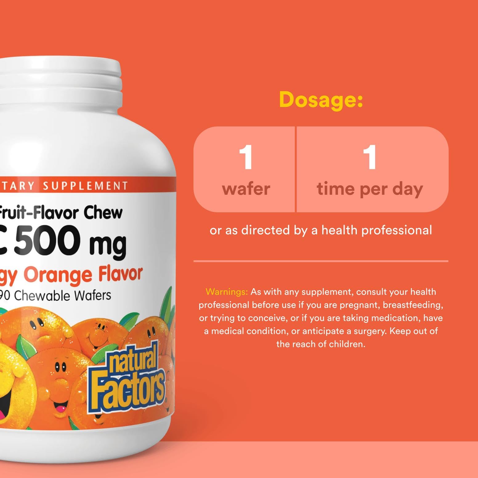 Natural Factors Vitamin C 500 mg chewables highlight citrus bioflavonoids for added potency