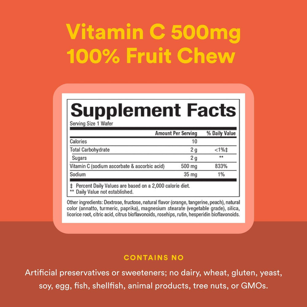 Natural Factors vitamin c chewables feature hesperidin, rosehips, and rutin for ingredient synergy