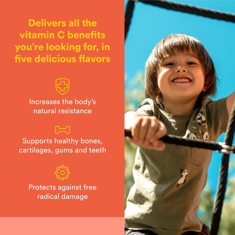 Natural Factors Vitamin C kids chewable wafers served for 90 servings on the counter