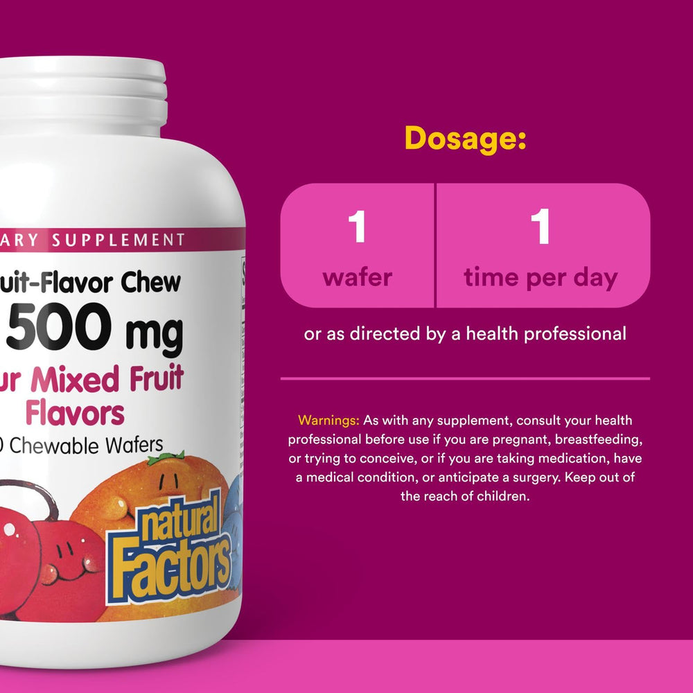 Natural Factors Tangy Orange flavored vitamin C chewable wafer for kids