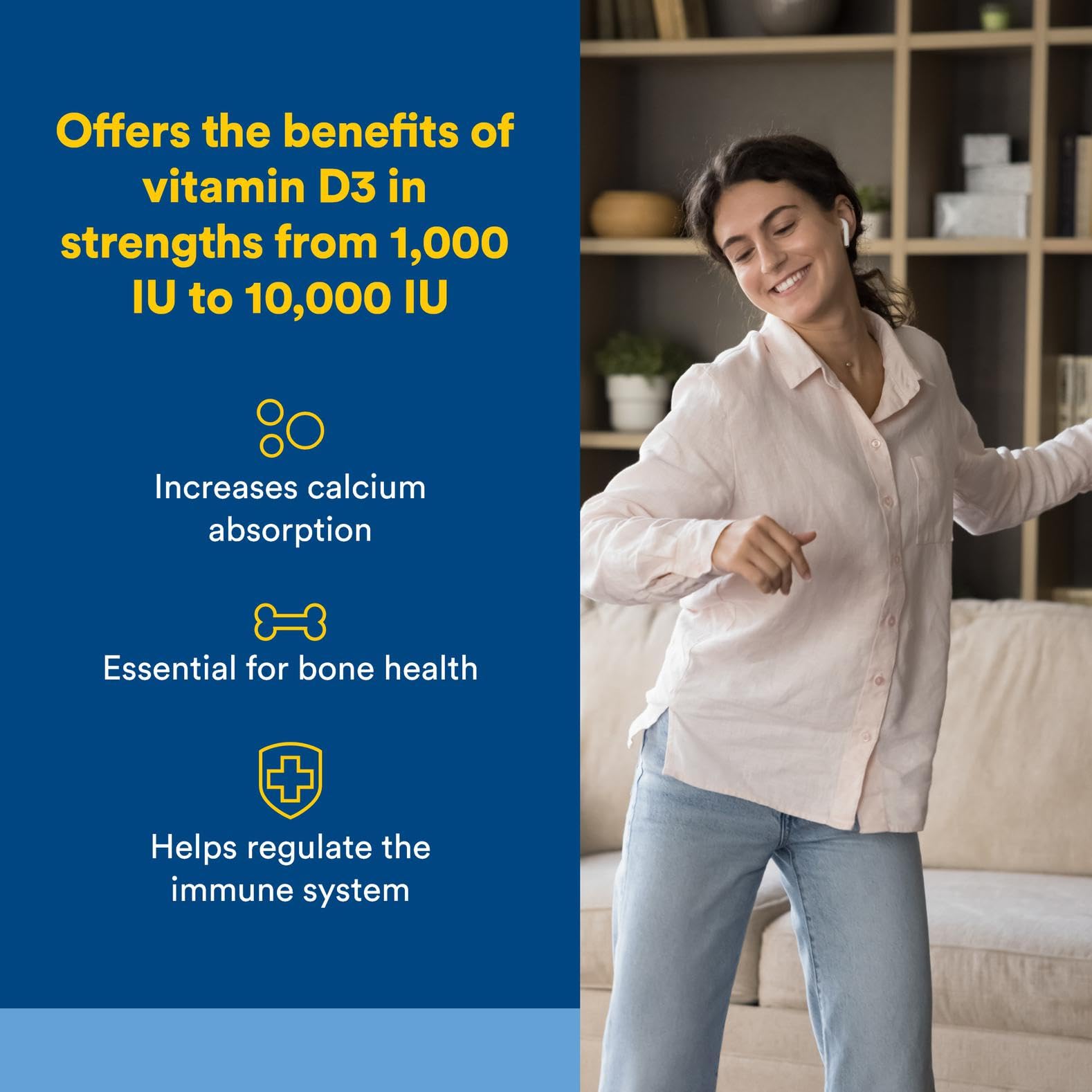 Closeup of Natural Factors Vitamin D3 5000 IU soft gels; high potency.
