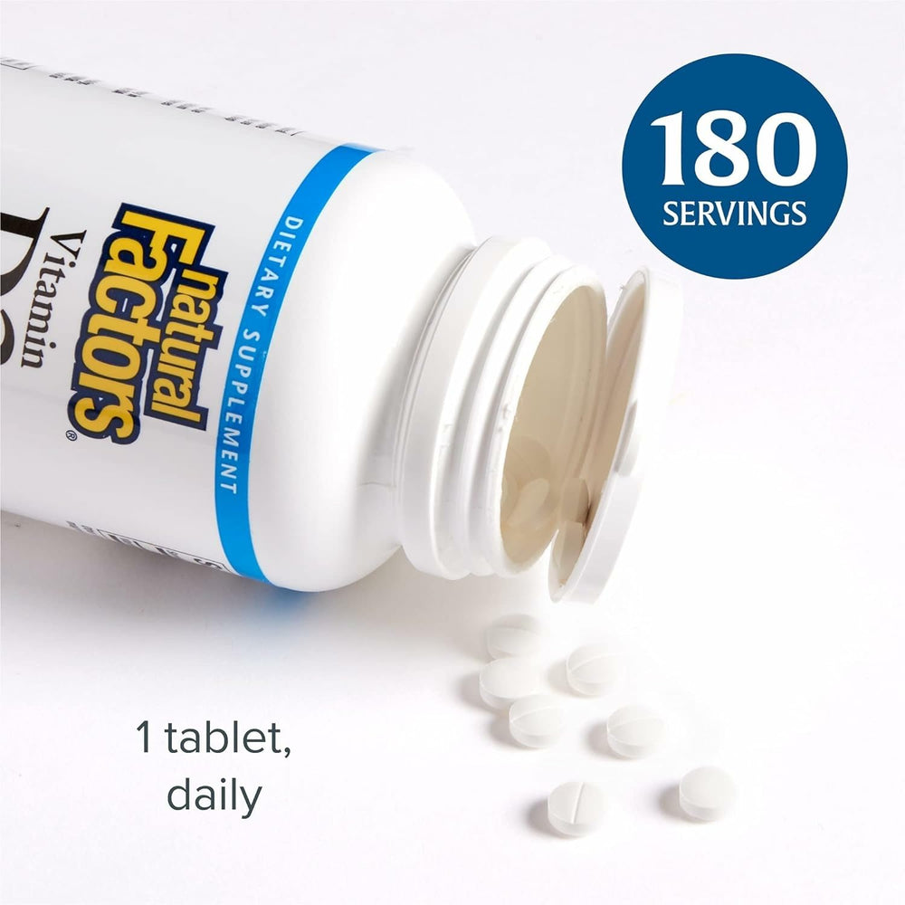 Natural Factors Vitamin D3 daily dose shown on the label for guidance.