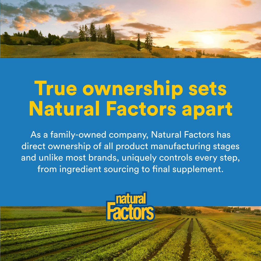 Natural Factors Vitamin K2 packaging display showing third-party testing for purity
