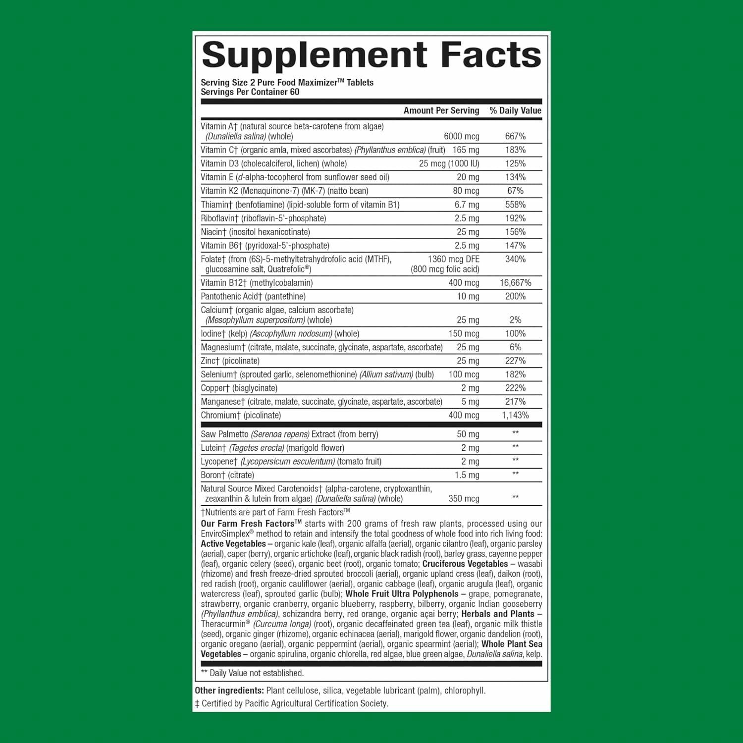 Close-up of Natural Factors multivitamin tablets for men 50+