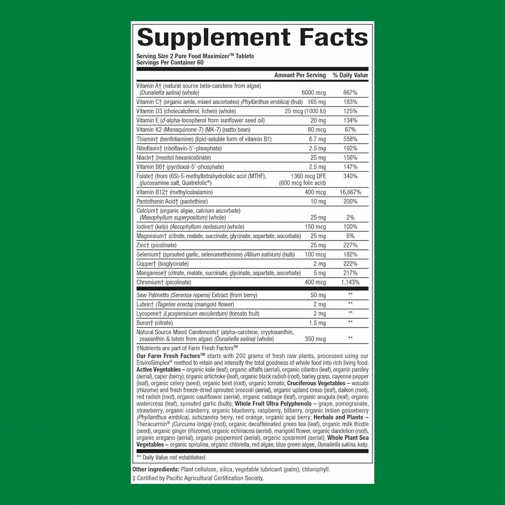 Close-up of Natural Factors multivitamin tablets for men 50+