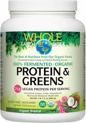 Natural Factors Whole Earth & Sea tropical bottle supports daily vegan protein and greens intake.