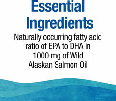 Close-up of the Natural Factors Wild Alaska Salmon Oil label showing Alaska origin.