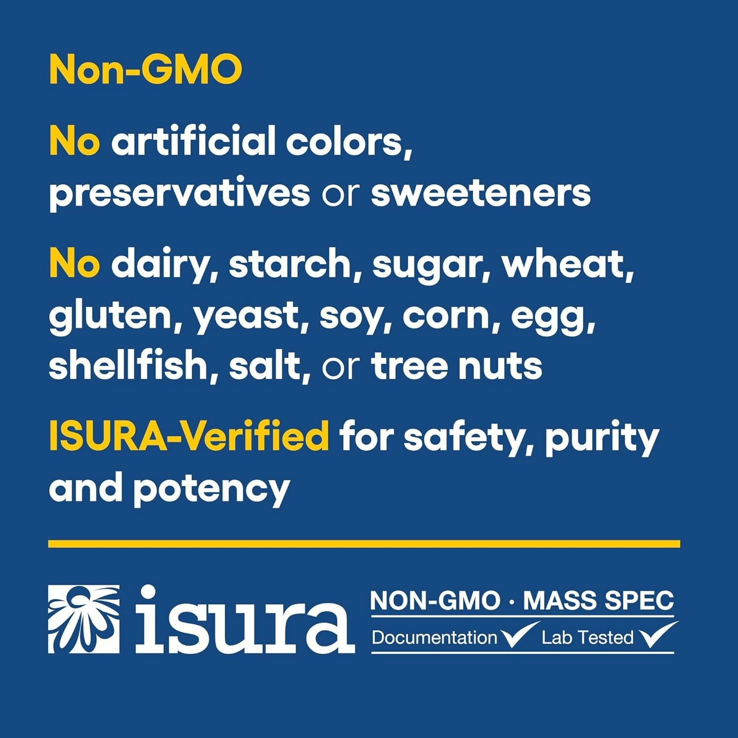 Natural Factors third-party testing seal on packaging for purity