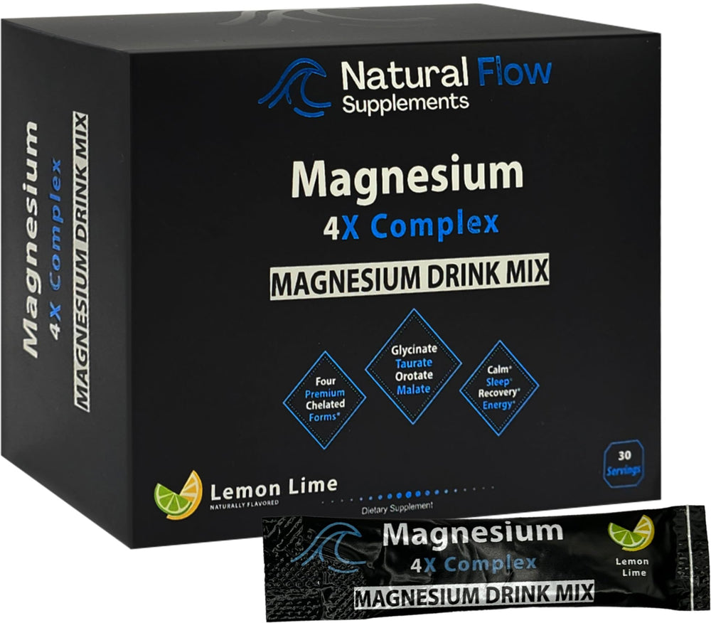 Natural Flow Magnesium Drink Mix stick pack in lemon-lime flavor for nightly calm