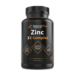 Natural Flow Zinc 3X bottle pour showing easy-to-take capsules for daily support