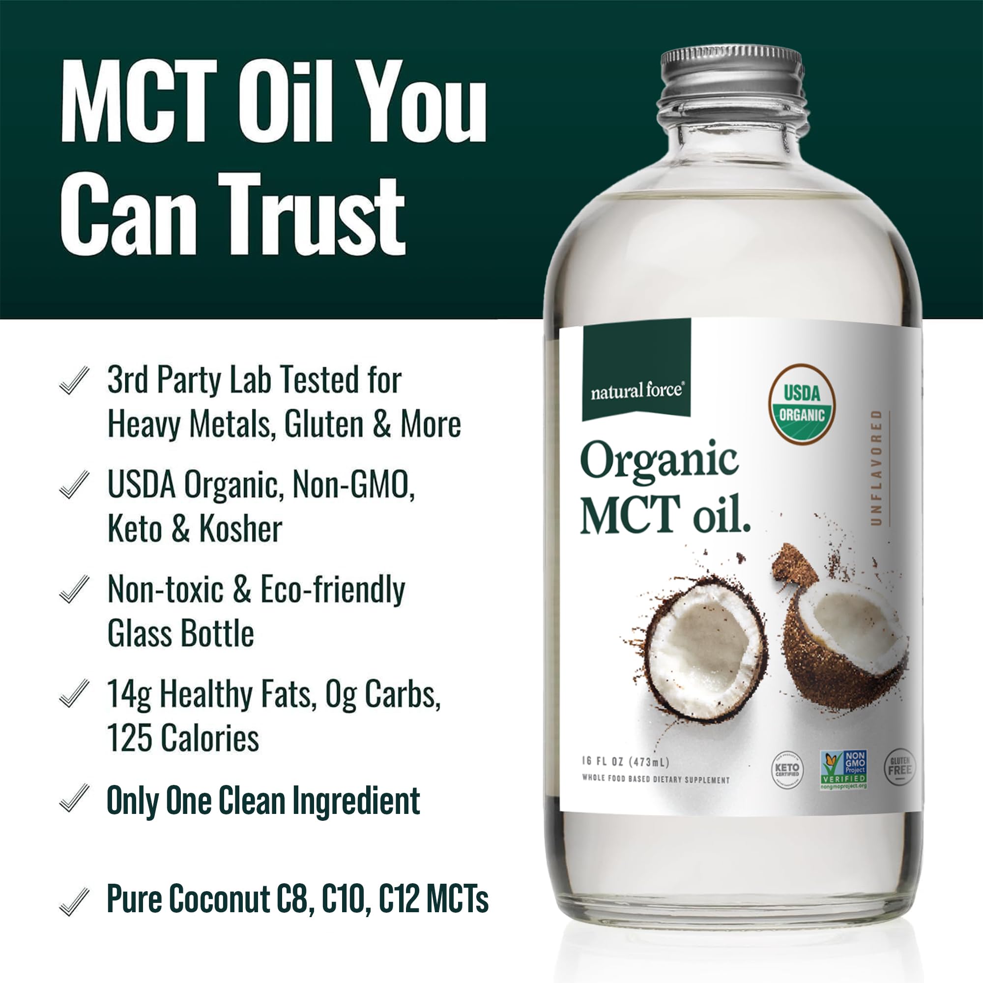 Natural Force MCT Oil being poured into coffee for a keto-friendly boost