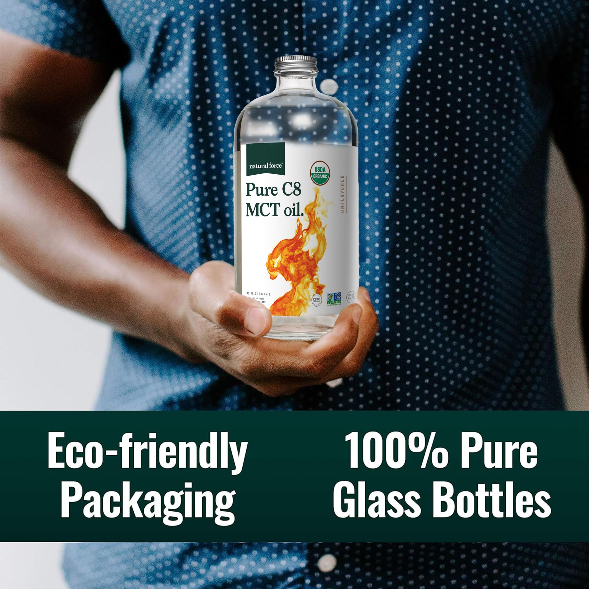 Origin label emphasizing USDA Organic sourcing for Natural Force coconut oil.