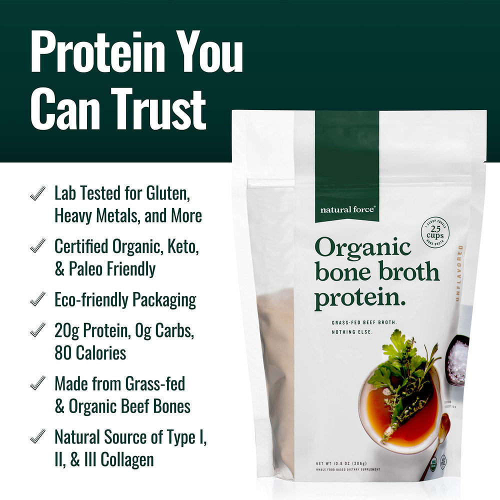USDA Organic grass fed label on Natural Force packaging