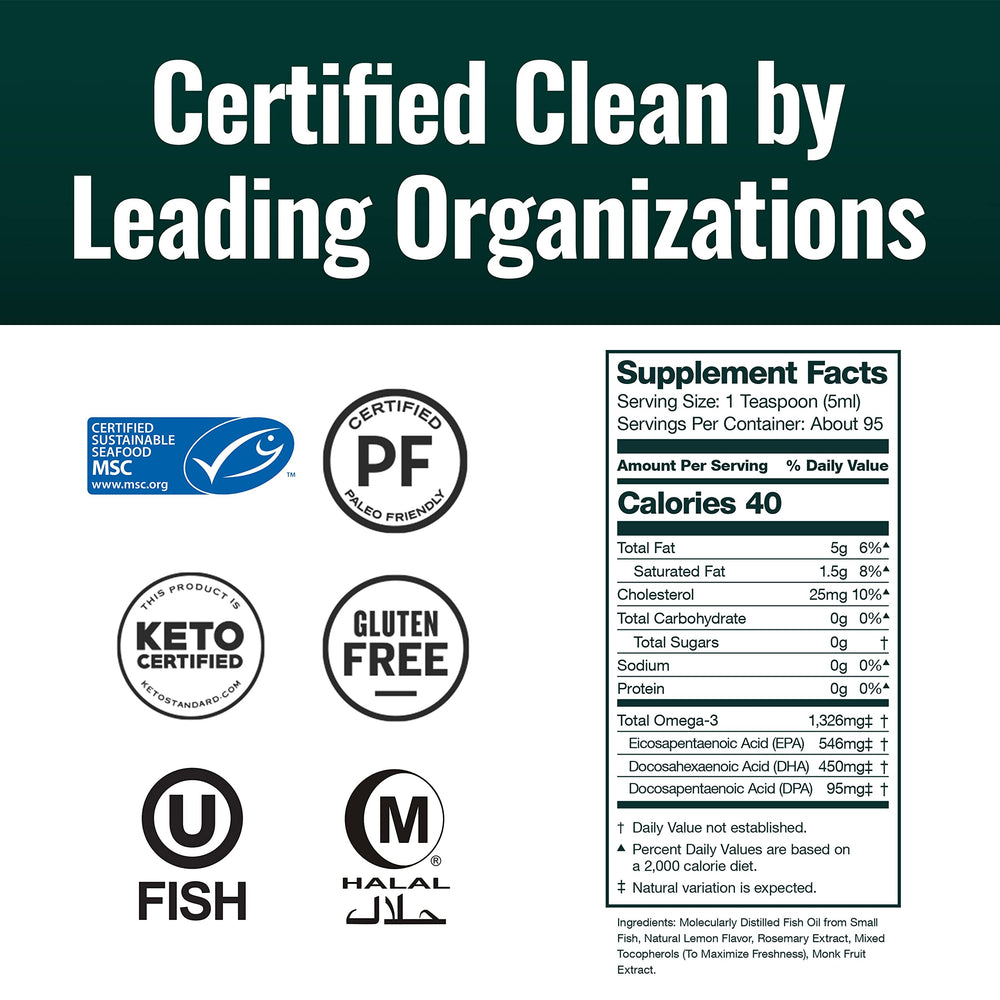 Natural Force Pure Omega-3 lemon cake label emphasizes clean, sugar-free formula.