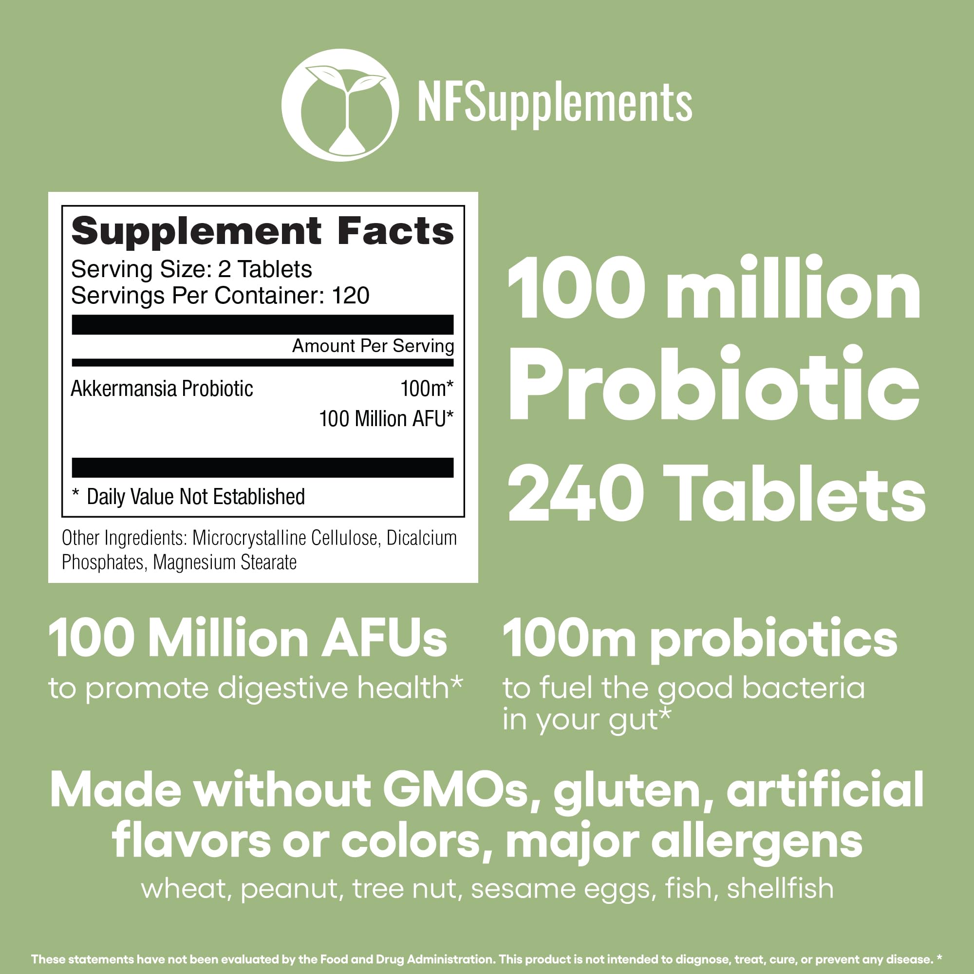 Natural Foundation Akkermansia packaging front shows 240 tablets.