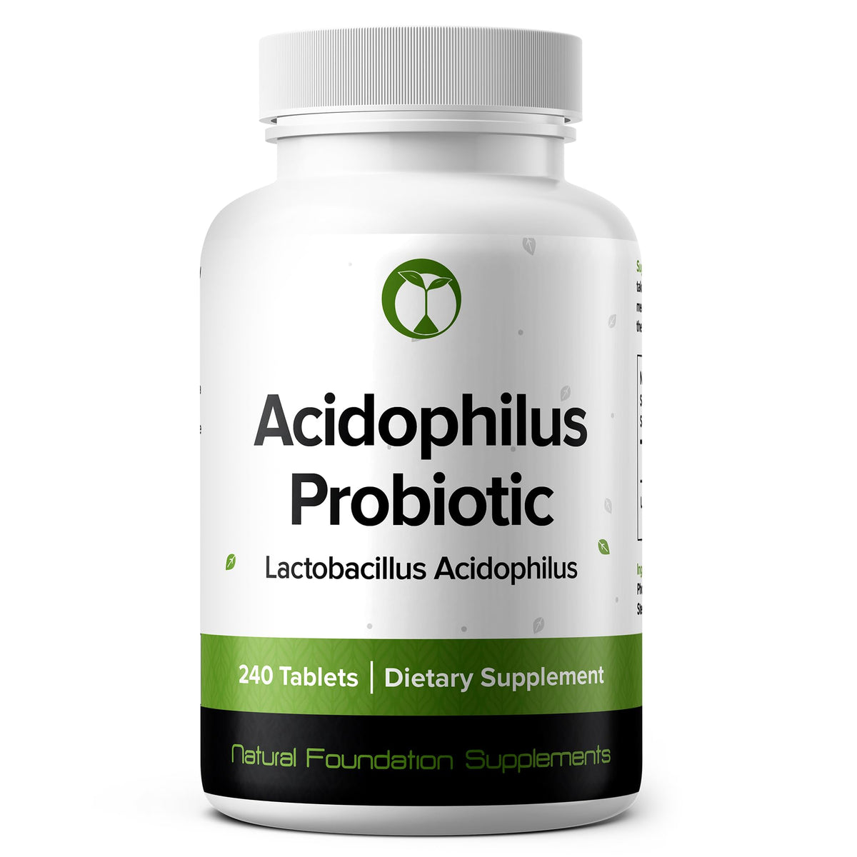 Natural Foundation Lactobacillus Acidophilus bottle promotes gut function and daily balance.