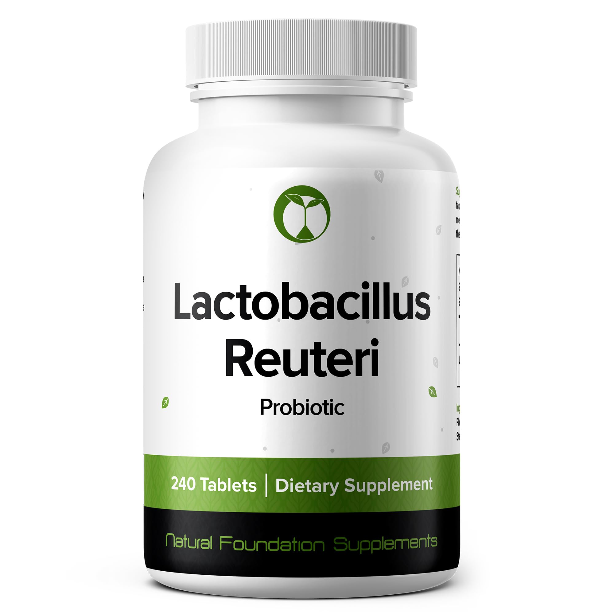 Natural Foundation Supplements Lactobacillus Reuteri probiotic bottle with 240 tablets for daily gut support