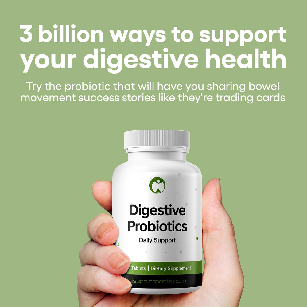 Natural Foundation Probiotics label close-up highlighting strains for digestive support.