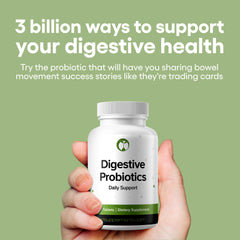 Natural Foundation Probiotics label close-up highlighting strains for digestive support.