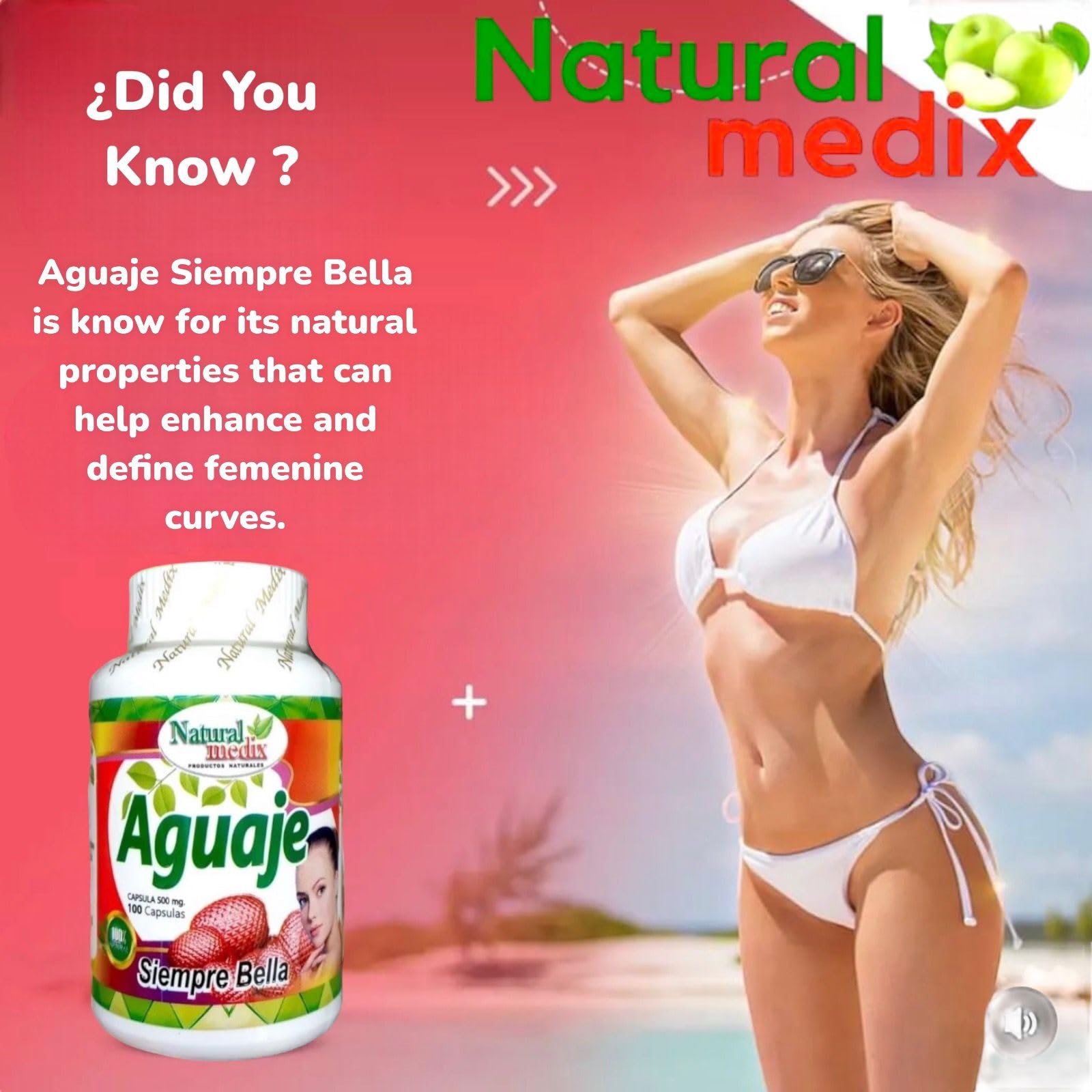 Natural Medix Aguaje daily-use capsules aligned for easy dosing