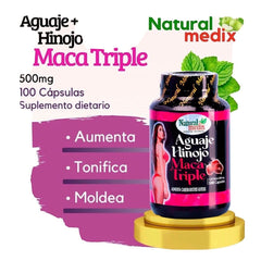 Natural Medix Aguaje Hinojo Maca Triple packaging highlighting convenience for daily use.