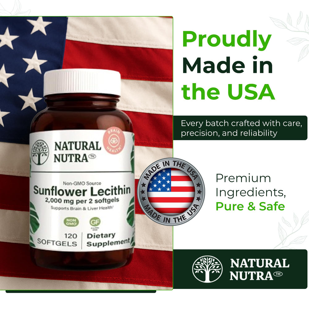 Person taking Natural Nutra lecithin softgel as part of routine