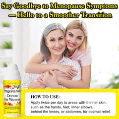 Packaging of natural progesterone cream highlighting menopause symptom relief potential.