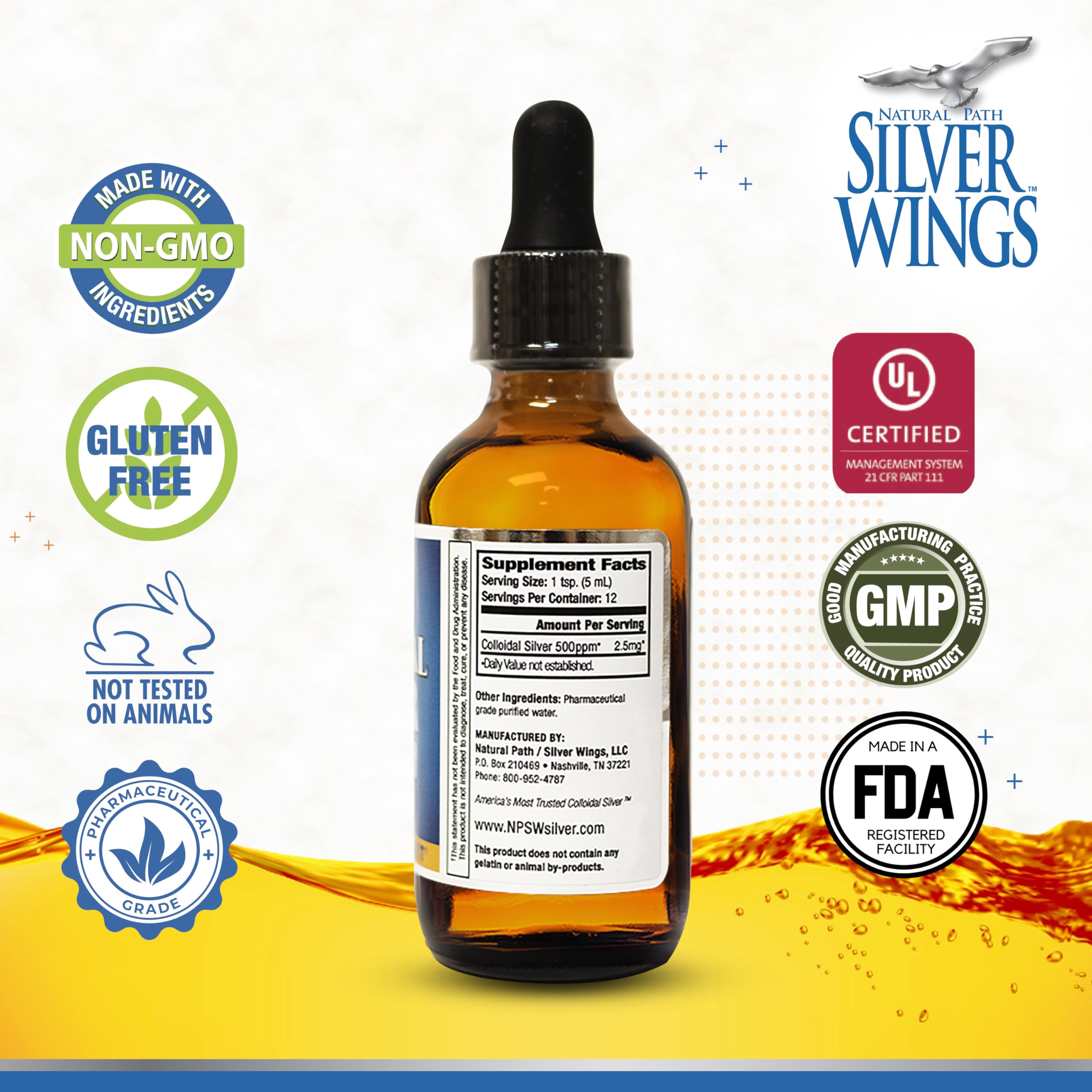 Natural Path Silver Wings amber bottle close-up highlights quality and packaging