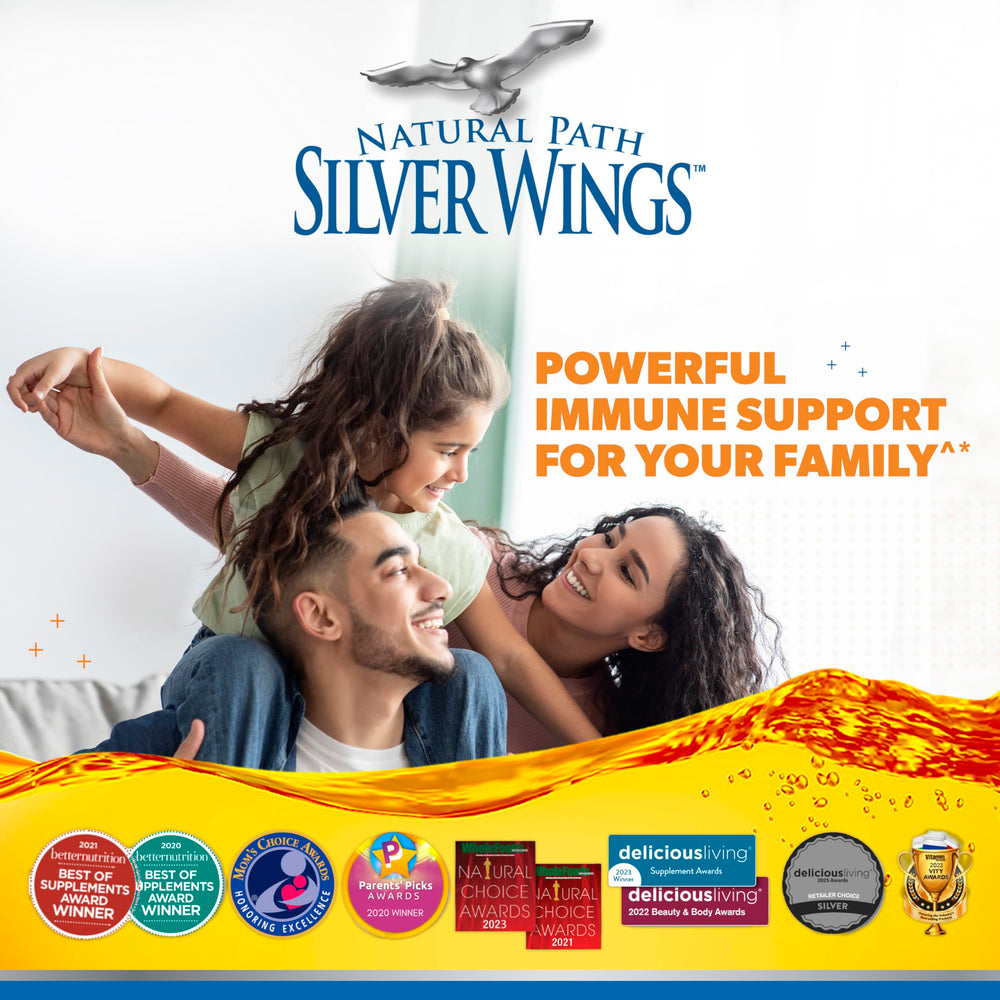 Natural Path Silver Wings amber liquid displayed on shelf
