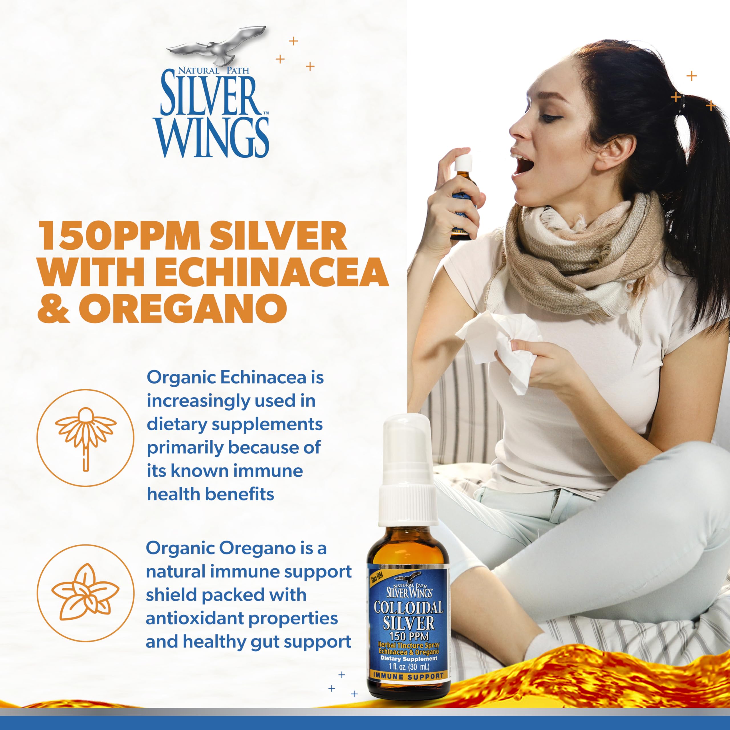 Natural Path Silver Wings 1-ounce bottle on counter showing compact, portable daily support