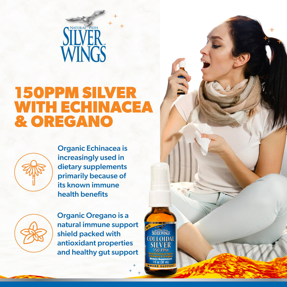 Natural Path Silver Wings 1-ounce bottle on counter showing compact, portable daily support