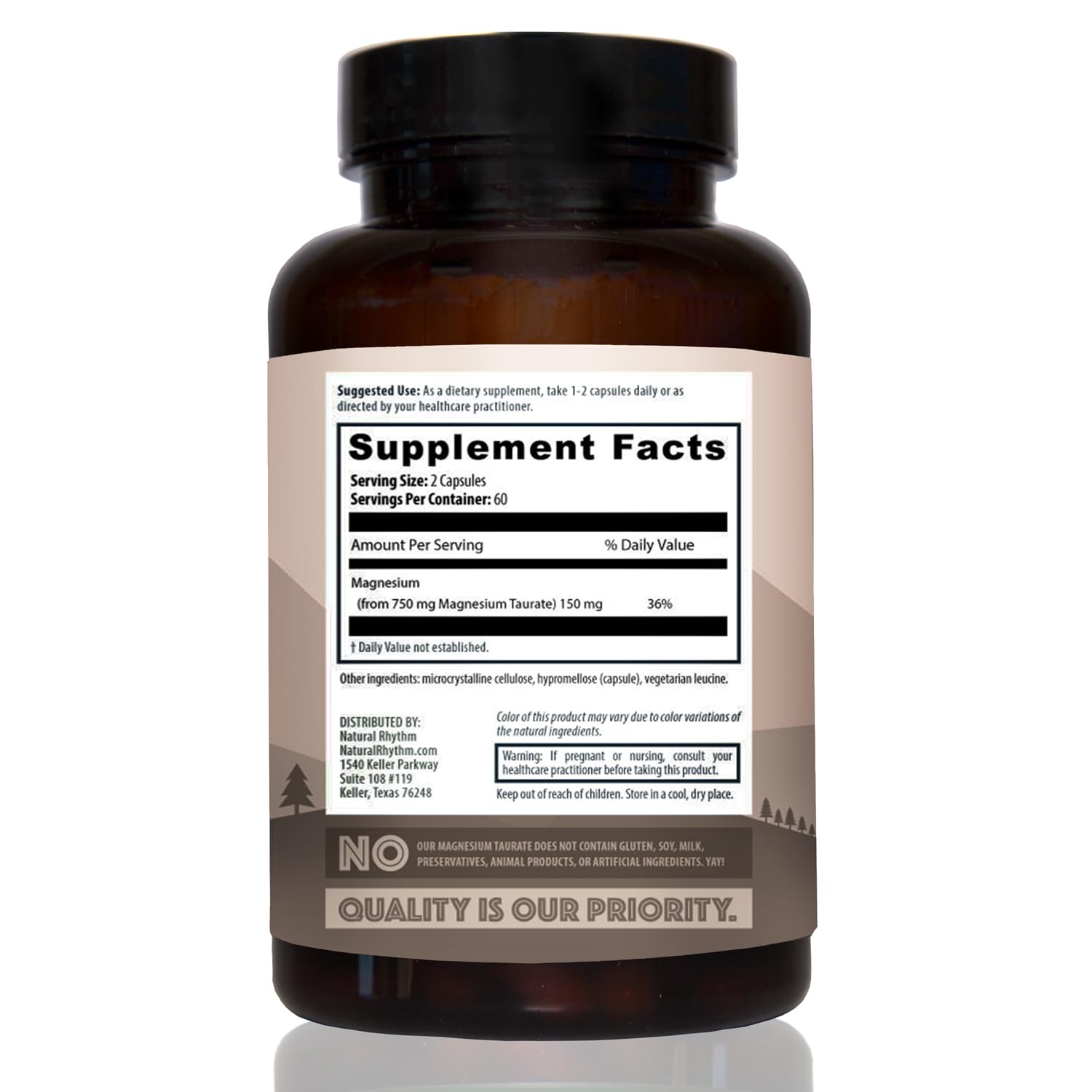 Non-GMO and gluten-free Natural Rhythm packaging details.