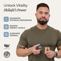 Natural Shilajit capsules display trace minerals for overall wellness.