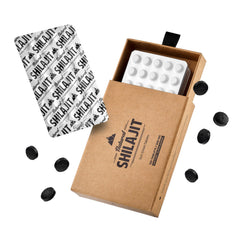 Natural Shilajit tablets with Altai backdrop promoting natural vitality.