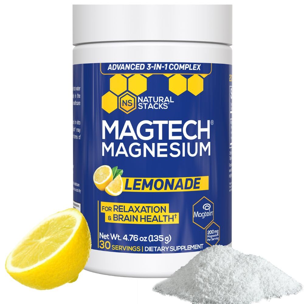 Natural Stacks MagTech bottle with scoop for daily magnesium.