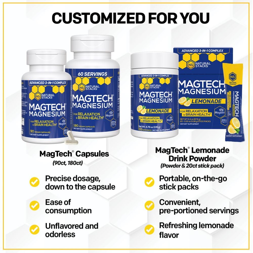 Natural Stacks MagTech sleep-relax scene suggesting rest-friendly magnesium intake.