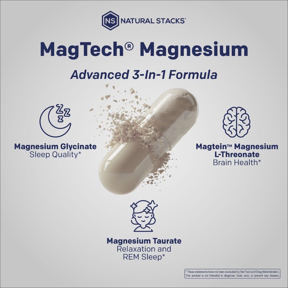 Natural Stacks MagTech taurate capsule closeup highlighting relaxation support.