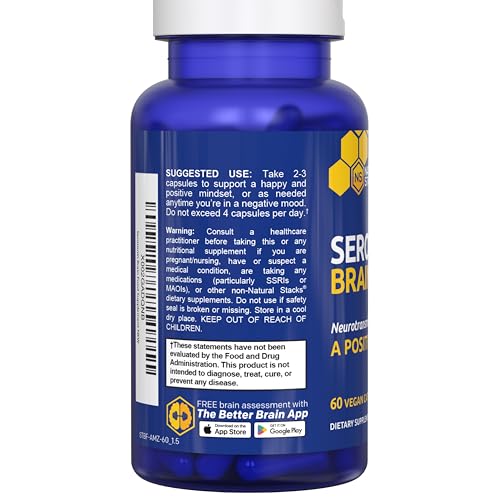 Natural Stacks Serotonin Brain Food open bottle ready for nightly routine.