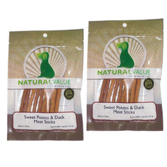 Natural Value Sweet Potato & Duck Soft Chew Meat Sticks package, ideal for daily rewards.