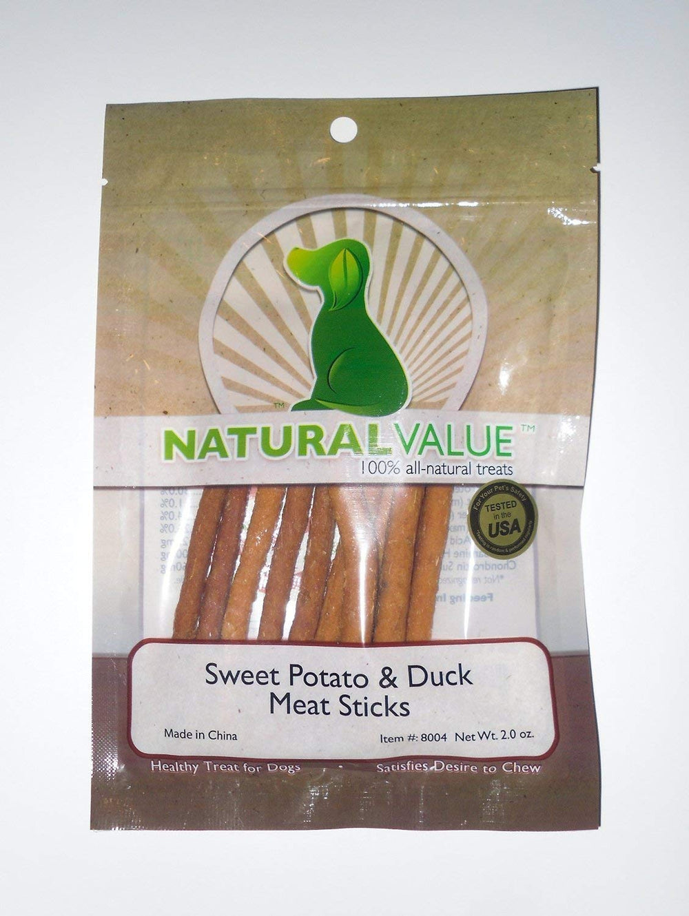 Natural Value Sweet Potato & Duck Soft Chew Meat Sticks close-up, soft texture for training rewards.