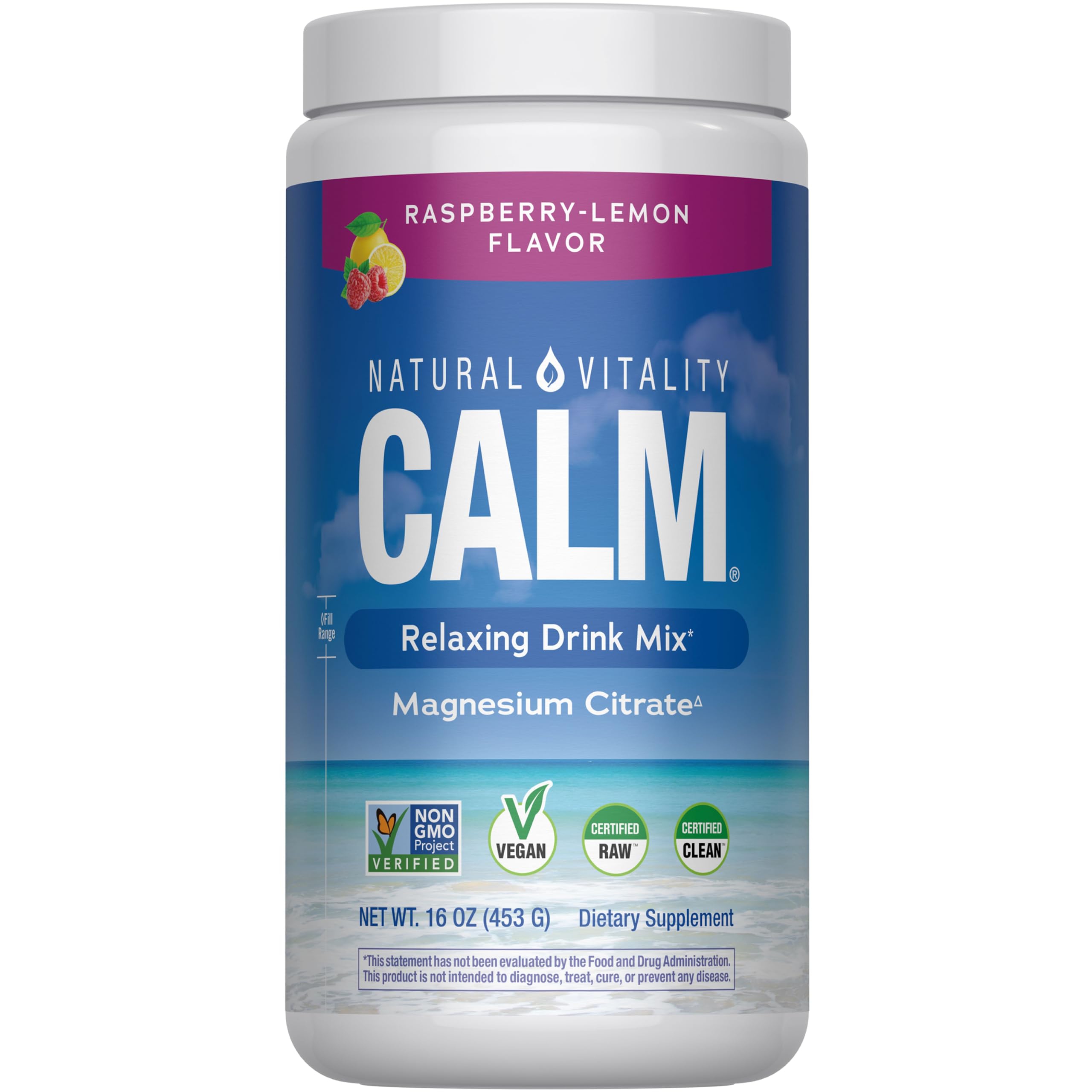 Natural Vitality CALM bottle pour for a calming magnesium drink