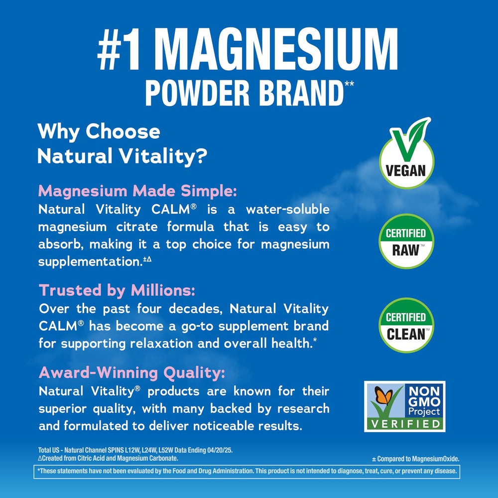 Natural Vitality CALM prepared glass with fizzy magnesium drink