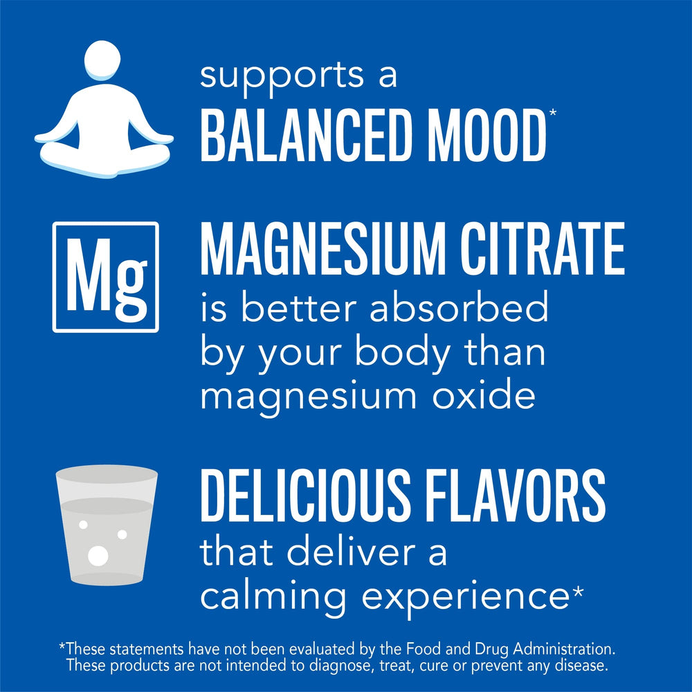 Natural Vitality CALM fizzing-drink illustrating refreshing orange flavor.