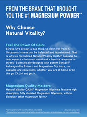 Natural Vitality Calm magnesium capsules complement stress relief with mineral support.