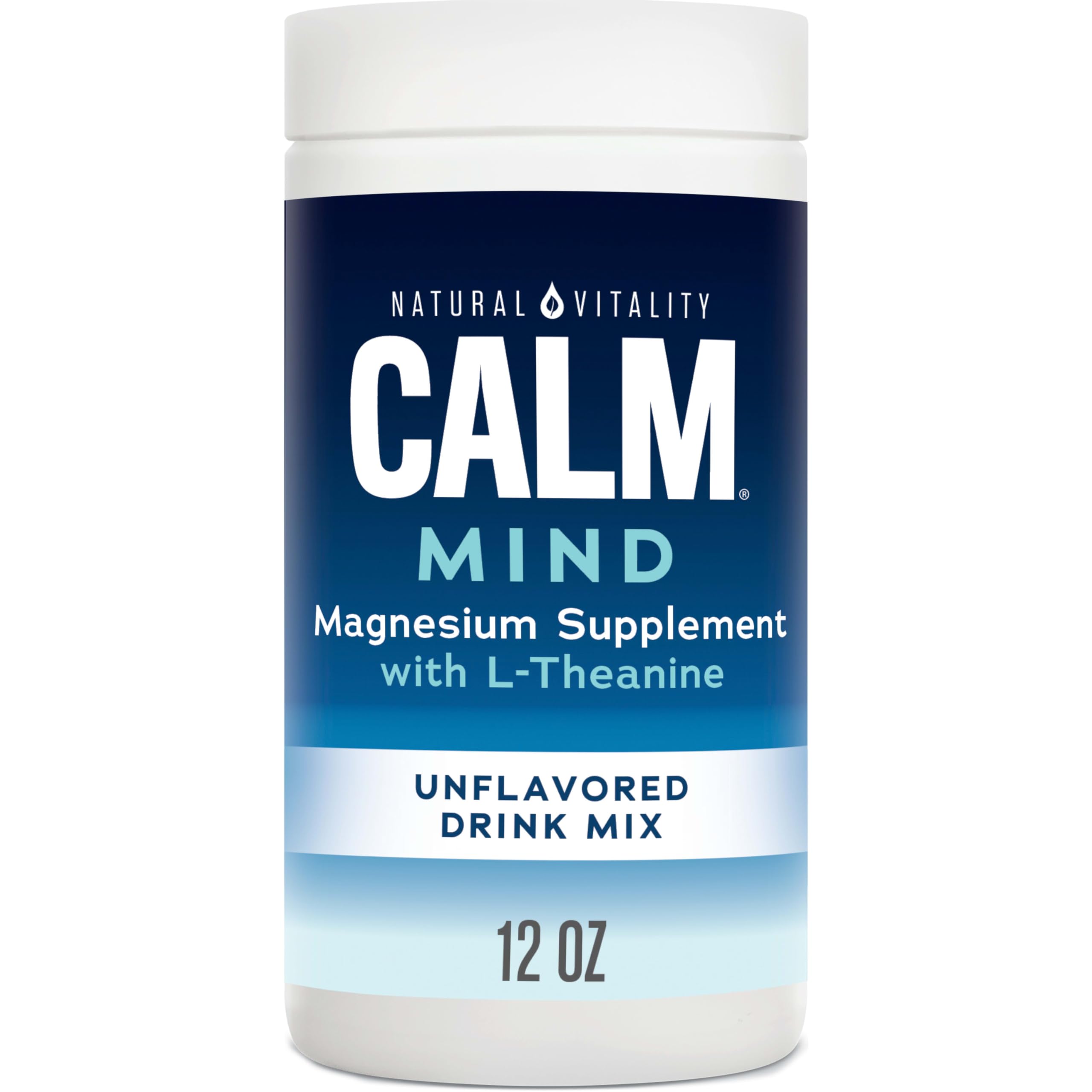 Natural Vitality CALM Mind bottle being poured for a relaxing drink moment