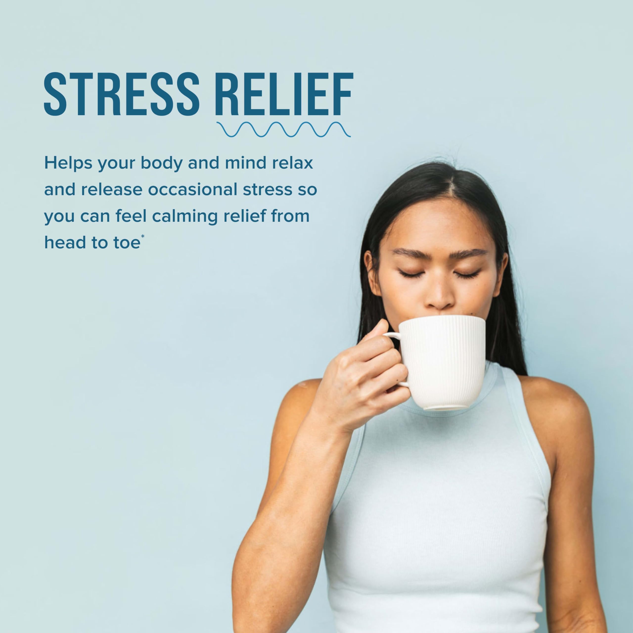 Glass of CALM Mind fizzy drink showing refreshing texture