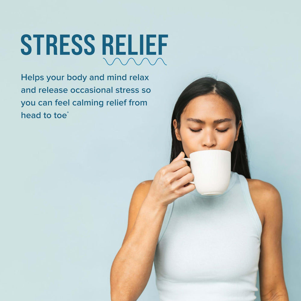 Glass of CALM Mind fizzy drink showing refreshing texture