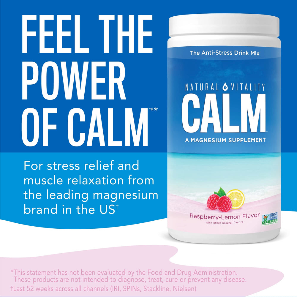 Natural Vitality CALM mix dissolving in water to create a refreshing magnesium drink.
