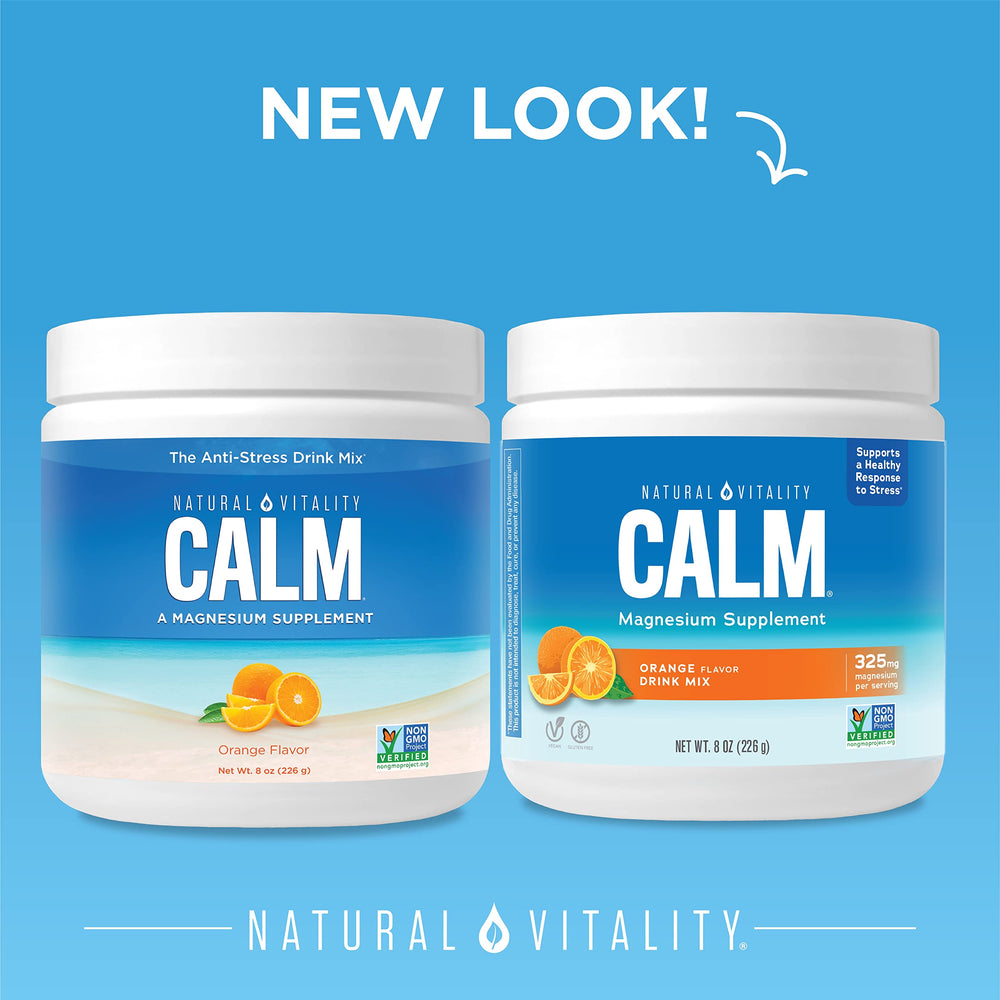 Natural Vitality CALM powder-scoop showing magnesium powder ready to mix.